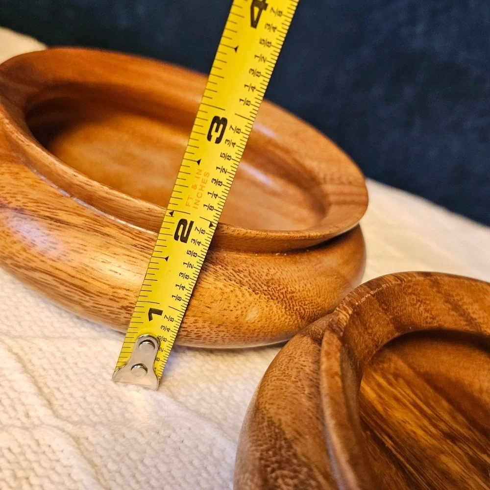 Vintage MCM Monkeypod Wood Salad Bowl Set 10 Piece Set Hawaiian Hand Carved